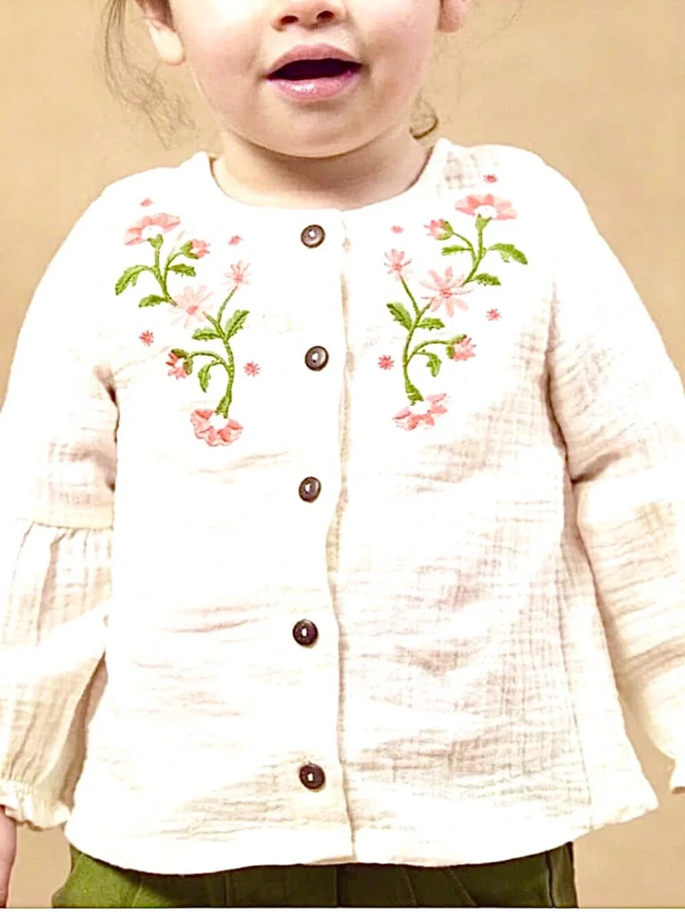 NWT CARTER'S Baby Girl Boho Embroidered Yoke White Button Front Shirt 18 mos